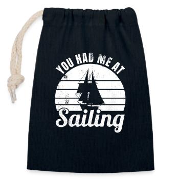 Blague de voile - Sac cadeau en coton avec cordon (14 x 20 cm) - bleu marine - Devant