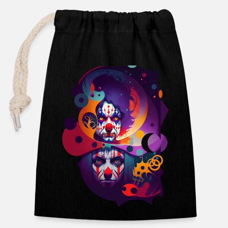 Les clowneries - Sac cadeau en coton avec cordon (14 x 20 cm) - noir