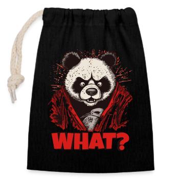 Angry Panda Bear - Closable cotton gift bag (14x20cm) - black - Front