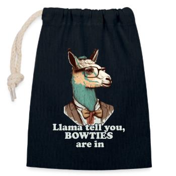 Bowties are in Lama - Closable cotton gift bag (14x20cm) - navy - Front