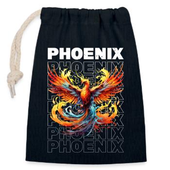 Phoenix Phoenix Fire Flames Mythologie des oiseaux - Sac cadeau en coton avec cordon (14 x 20 cm) - bleu marine - Devant