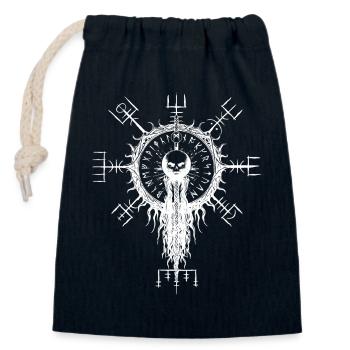 Vegvisir Wikinger Runen Kompass Totenkopf Okkult - Verschließbarer Geschenkbeutel aus Baumwolle (14x20cm) - Navy - Vorne