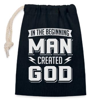 Atheist Man Created God Anti Religion Agnostiker - Verschließbarer Geschenkbeutel aus Baumwolle (14x20cm) - Navy - Vorne