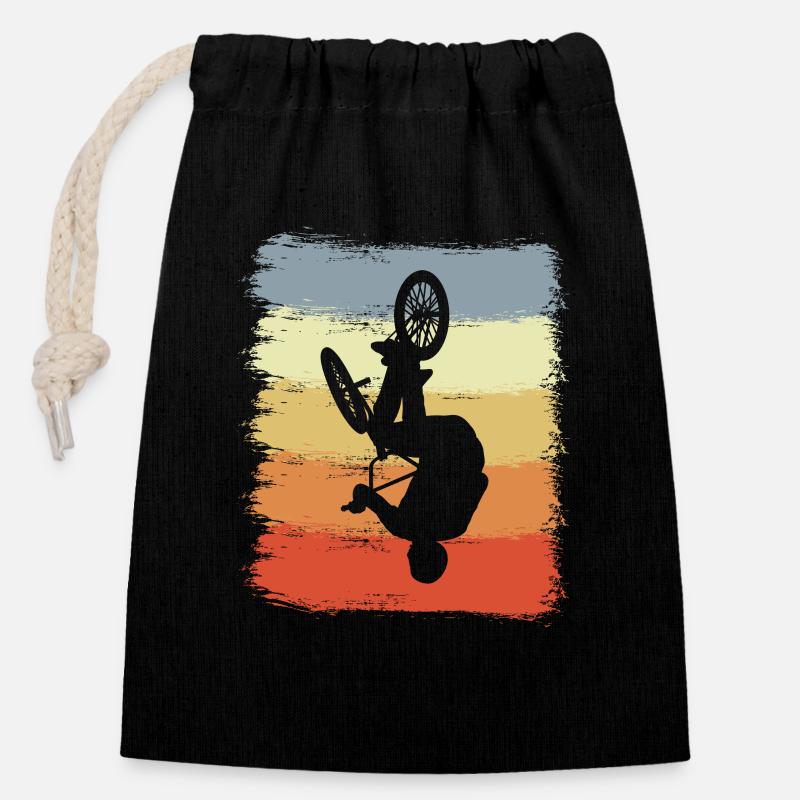Vintage BMX - Closable cotton gift bag (14x20cm) - black