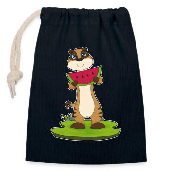 Meerkat Watermelon - Closable cotton gift bag (14x20cm) - navy - Front