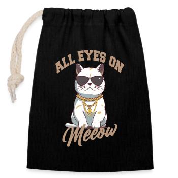 Tous les yeux sur le chat avec des lunettes de soleil - Sac cadeau en coton avec cordon (14 x 20 cm) - noir - Devant