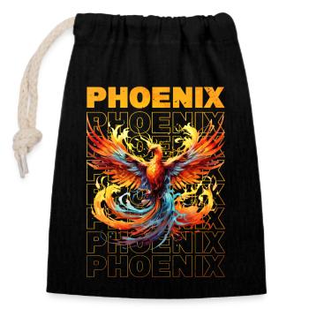 Phoenix Phoenix Fire Flames Mythologie des oiseaux - Sac cadeau en coton avec cordon (14 x 20 cm) - noir - Devant