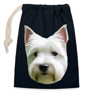 Hund - Verschließbarer Geschenkbeutel aus Baumwolle (14x20cm) - Navy - Vorne