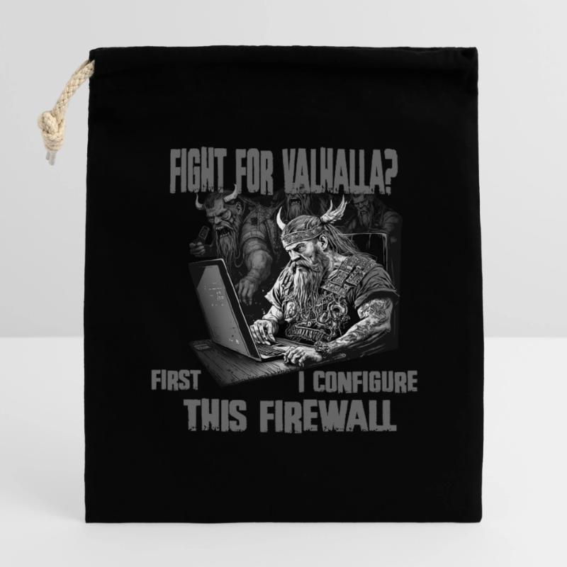 Firewall first Viking programmer black and white Closable cotton gift bag (14x20cm)