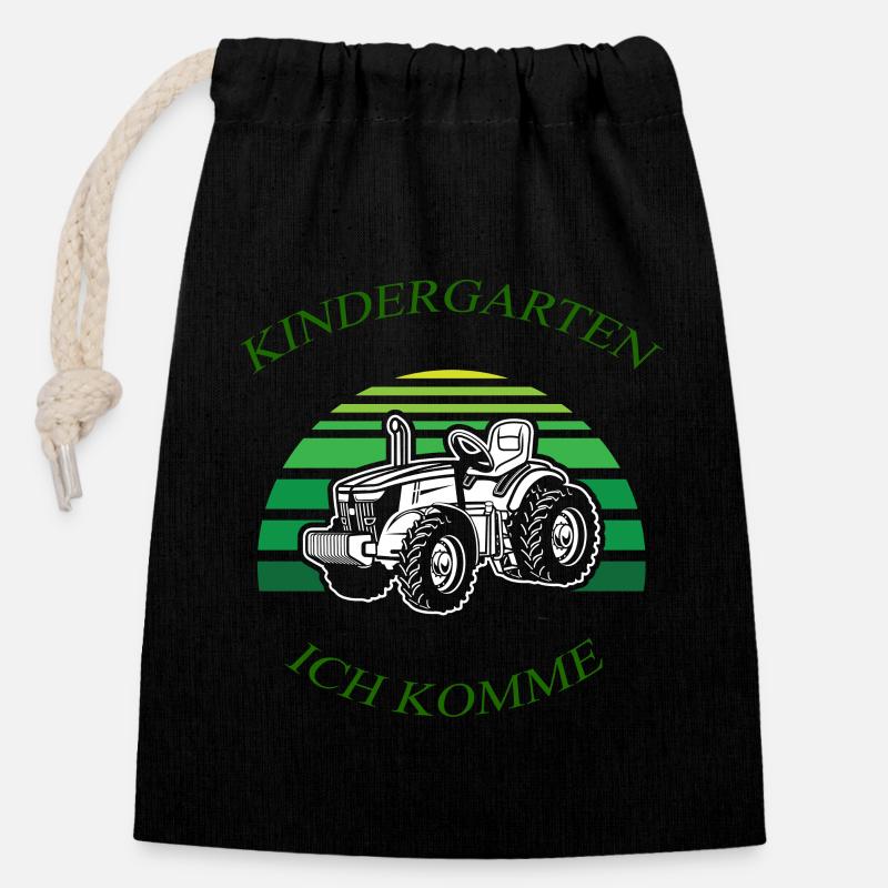 Kindergarten ich komme 3 - Verschließbarer Geschenkbeutel aus Baumwolle (14x20cm) - Schwarz