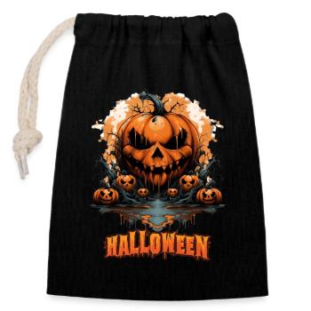 Halloween Jack O Lantern Pumpkin - Closable cotton gift bag (14x20cm) - black - Front