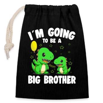 Big Brother promu Big Brother Dinosaur - Sac cadeau en coton avec cordon (14 x 20 cm) - noir - Devant