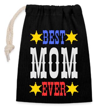 Best Mamma ever - best mom ever. - Closable cotton gift bag (14x20cm) - black - Front