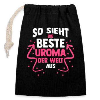 Urgroßmutter Beste Uroma - Verschließbarer Geschenkbeutel aus Baumwolle (14x20cm) - Schwarz - Vorne