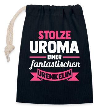 Urgroßmutter Uroma - Verschließbarer Geschenkbeutel aus Baumwolle (14x20cm) - Navy - Vorne