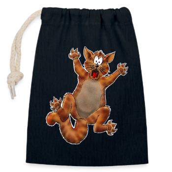 Crazy Cat - Closable cotton gift bag (14x20cm) - navy - Front