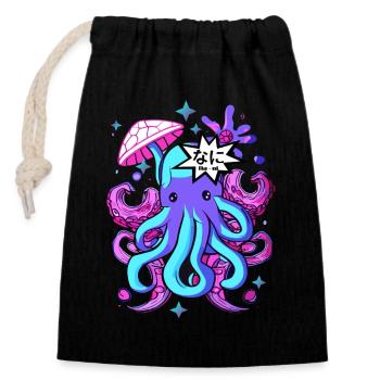 kawaii octopus otaku octopus squid - Closable cotton gift bag (14x20cm) - black - Front