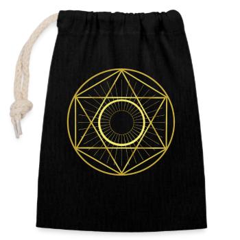 Graphic - Circle - Star - Geometry - Closable cotton gift bag (14x20cm) - black - Front