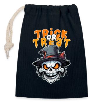 Halloween Design Creepy Skeleton Design - Closable cotton gift bag (14x20cm) - navy - Front