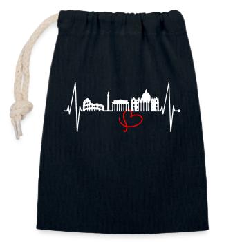 Rome Colosseum Heartbeat Roma Skyline Rome Italy - Closable cotton gift bag (14x20cm) - navy - Front