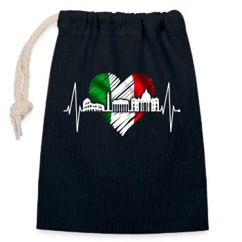 Rom Kolosseum Herzschlag Roma Skyline Rome Italien - Verschließbarer Geschenkbeutel aus Baumwolle (14x20cm) - Navy - Vorne