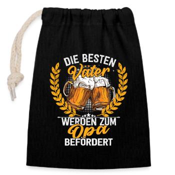 Die Besten Väter Werden Zum Opa Befördert - Verschließbarer Geschenkbeutel aus Baumwolle (14x20cm) - Schwarz - Vorne