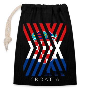 Kroatien Flagge Adria Zagreb Kroatische Fahne - Verschließbarer Geschenkbeutel aus Baumwolle (14x20cm) - Schwarz - Vorne