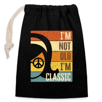 70s 1970s 60s 1960s Party Costume - Closable cotton gift bag (14x20cm) - black - Front