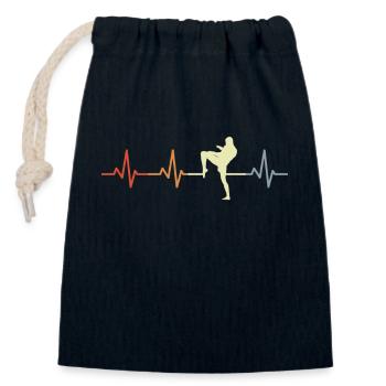 Kickboxer heartbeat - Closable cotton gift bag (14x20cm) - navy - Front