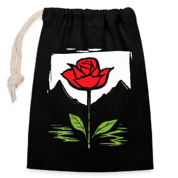 Japanese Red Sun: Rose - Closable cotton gift bag (14x20cm) - black - Front