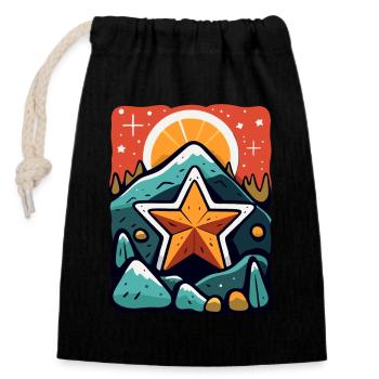 Le soleil, les montagnes, les rochers et les étoiles - Sac cadeau en coton avec cordon (14 x 20 cm) - noir - Devant