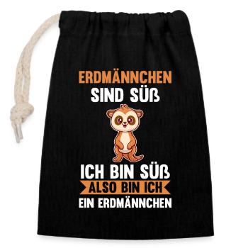 Erdmännchen - Verschließbarer Geschenkbeutel aus Baumwolle (14x20cm) - Schwarz - Vorne