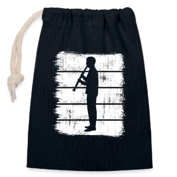 Drôle de clarinettiste - Sac cadeau en coton avec cordon (14 x 20 cm) - bleu marine - Devant