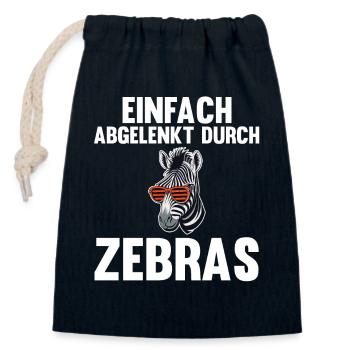 Zebra - Verschließbarer Geschenkbeutel aus Baumwolle (14x20cm) - Navy - Vorne