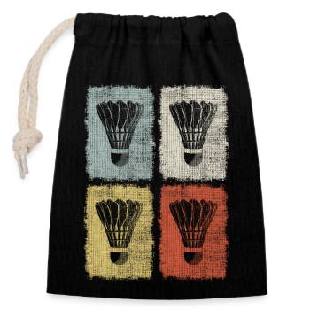 Badminton - Closable cotton gift bag (14x20cm) - black - Front
