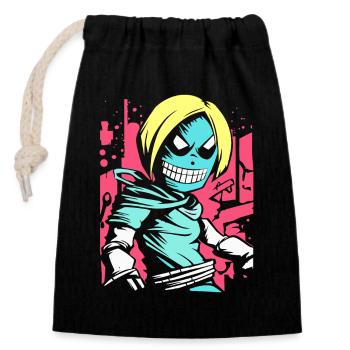I Live and Die for Anime - Closable cotton gift bag (14x20cm) - black - Front