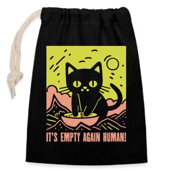 Bol de nourriture vide pour chats - Sac cadeau en coton avec cordon (14 x 20 cm) - noir - Devant