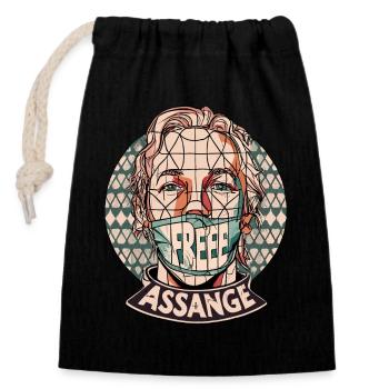 Meinungsfreiheit- Free Julian Assange - WikiLeaks - Verschließbarer Geschenkbeutel aus Baumwolle (14x20cm) - Schwarz - Vorne