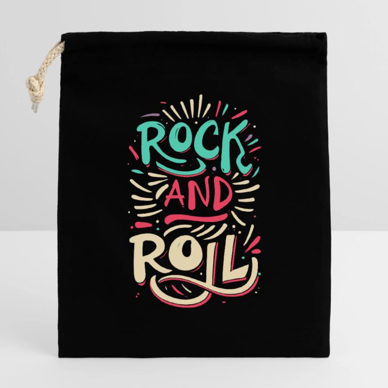 Devise de la déclaration rock and roll Sac cadeau en coton avec cordon (14 x 20 cm)