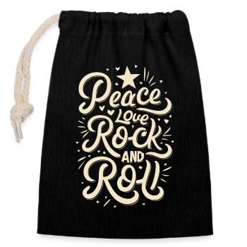Peace Love Rock And Roll Statement Motto - Verschließbarer Geschenkbeutel aus Baumwolle (14x20cm) - Schwarz - Vorne