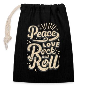 Peace Love Rock And Roll Statement Motto - Verschließbarer Geschenkbeutel aus Baumwolle (14x20cm) - Schwarz - Vorne