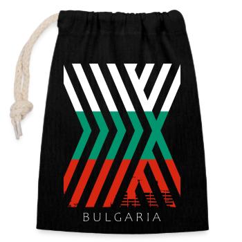 Bulgarien Flagge Bulgarische Fahne Goldstrand - Verschließbarer Geschenkbeutel aus Baumwolle (14x20cm) - Schwarz - Vorne