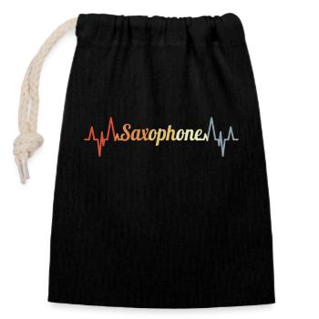 Enregistreur cardiaque de saxophone vintage - Sac cadeau en coton avec cordon (14 x 20 cm) - noir - Devant