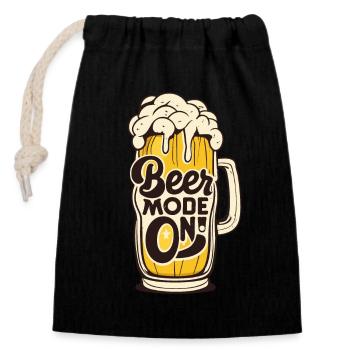 Beer Mode On Biertrinker Bierliebhaber - Verschließbarer Geschenkbeutel aus Baumwolle (14x20cm) - Schwarz - Vorne