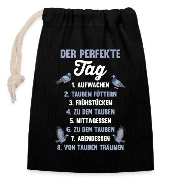 Taubenzüchter Brieftaube Tauben - Verschließbarer Geschenkbeutel aus Baumwolle (14x20cm) - Schwarz - Vorne