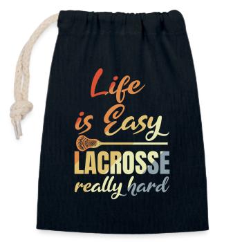 Life Is Easy Lacrosse Really Hard - Closable cotton gift bag (14x20cm) - navy - Front