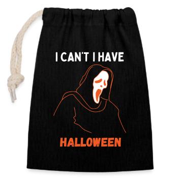 I Can't I Have Halloween - Closable cotton gift bag (14x20cm) - black - Front