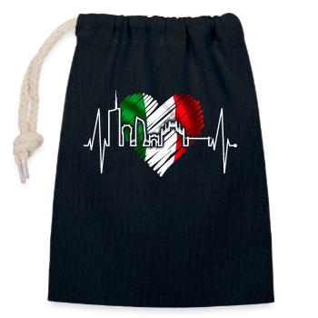 Milan Skyline Italy Heartbeat Fan Love Milano - Closable cotton gift bag (14x20cm) - navy - Front