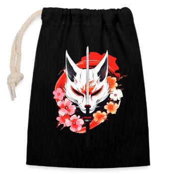 Kitsune Masque De Renard Kumiho Samouraï Japon Anime - Sac cadeau en coton avec cordon (14 x 20 cm) - noir - Devant