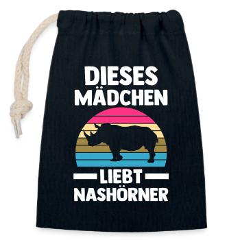 Nashorn - Verschließbarer Geschenkbeutel aus Baumwolle (14x20cm) - Navy - Vorne